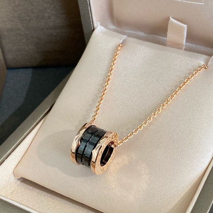 [Royal Jewelry]ZERO 1 BLACK CERAMIC PINK GOLD NECKLACE