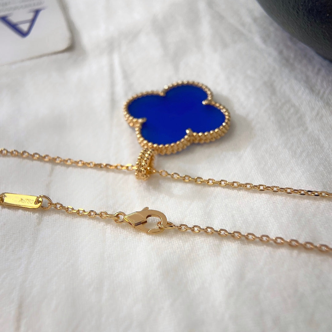 [Royal Jewelry]CLOVER 25MM NECKLACE TURQUOISE ROSE GOLD