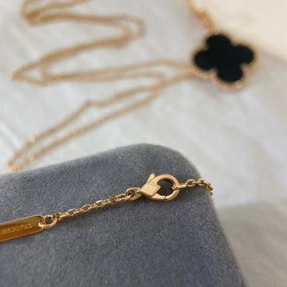 [Royal Jewelry]CLOVER 25MM NECKLACE GOLD ONYX