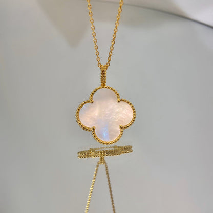 [Royal Jewelry]CLOVER 25MM MOP LARGE PENDANT NECKLACE