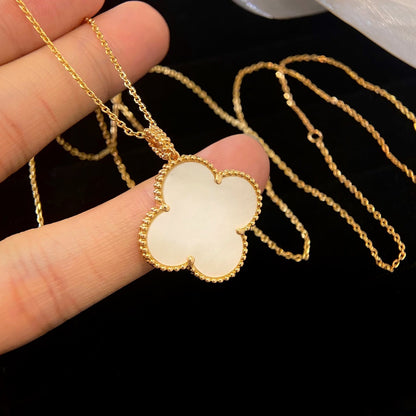 [Royal Jewelry]CLOVER 25MM MOP LARGE PENDANT NECKLACE