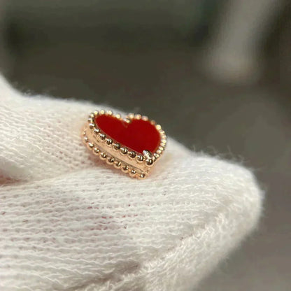 [Royal Jewelry]HEART CARNELIAN STUD EARRINGS