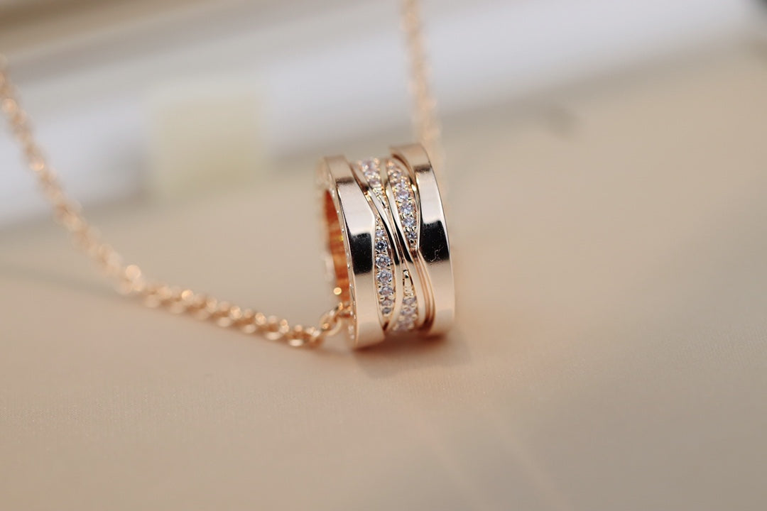 [Royal Jewelry]ZERO 1 PINK GOLD DIAMOND NECKLACE