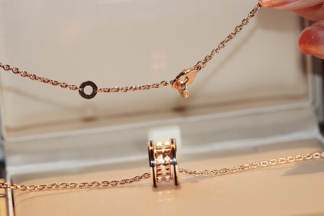 [Royal Jewelry]ZERO 1 ROCK PEDANT PINK GOLD BLACK NECKLACE