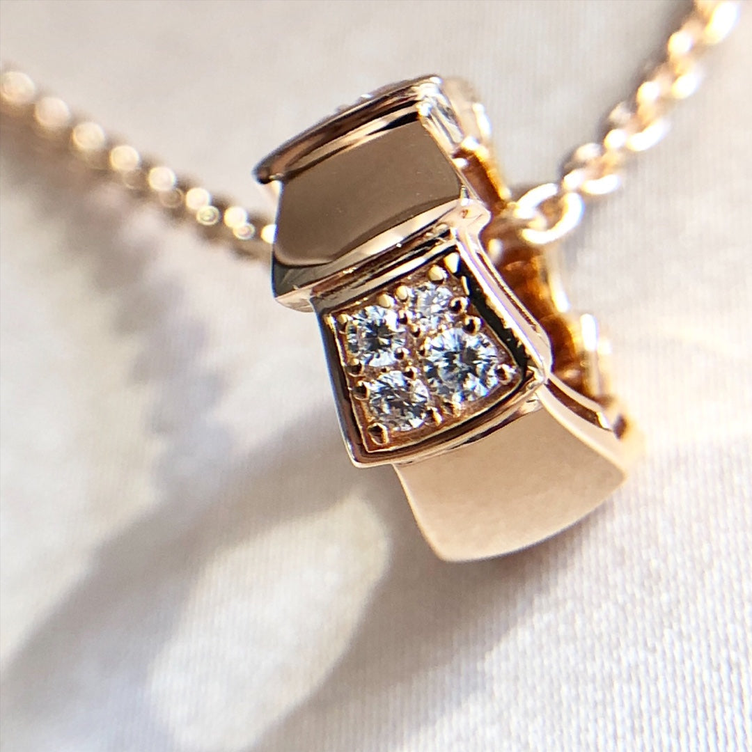 [Royal Jewelry]SERPENTI PEDANT DIAMOND PINK GOLD NECKLACE