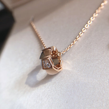 [Royal Jewelry]SERPENTI PEDANT DIAMOND PINK GOLD NECKLACE
