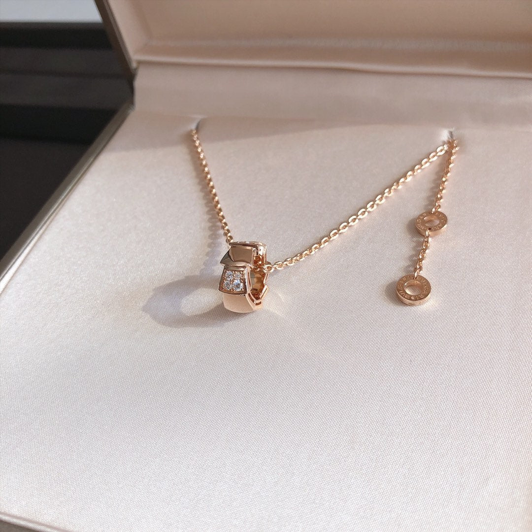 [Royal Jewelry]SERPENTI PEDANT DIAMOND PINK GOLD NECKLACE