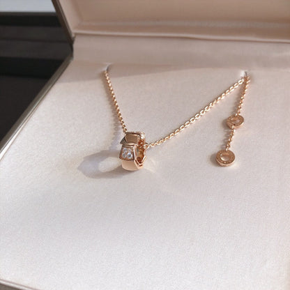 [Royal Jewelry]SERPENTI PEDANT DIAMOND PINK GOLD NECKLACE