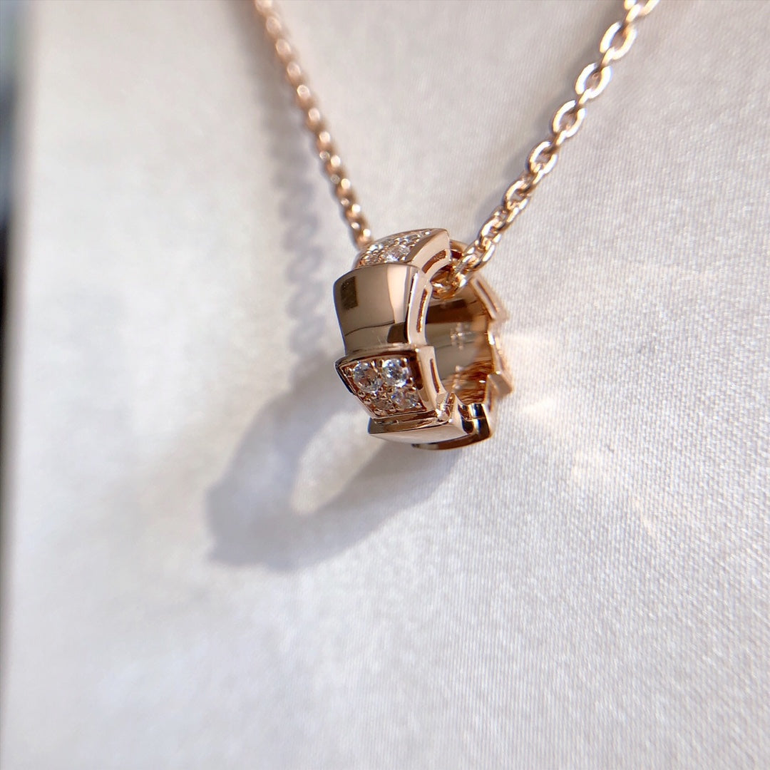 [Royal Jewelry]SERPENTI PEDANT DIAMOND PINK GOLD NECKLACE