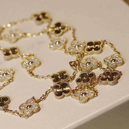 [Royal Jewelry]CLOVER 20 MOTIFS LASER DIAMOND NECKLACE