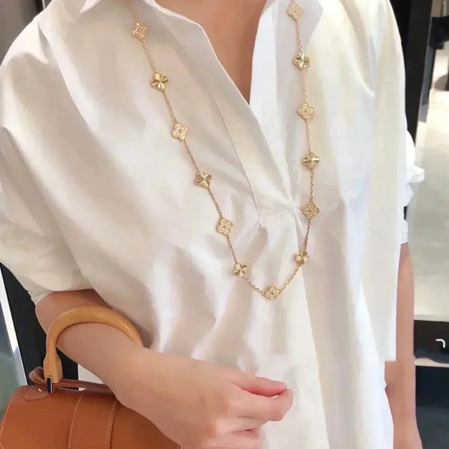 [Royal Jewelry]CLOVER 20 MOTIFS LASER DIAMOND NECKLACE