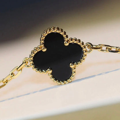 [Royal Jewelry]CLOVER 20 MOTIFS ONYX NECKLACE