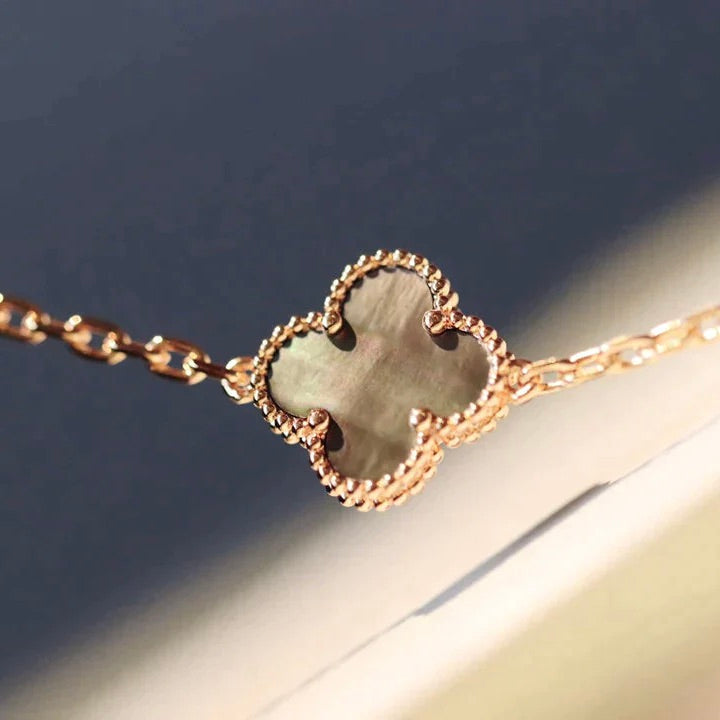 [Royal Jewelry]CLOVER 20 MOTIFS DARK MOP DIAMOND  NECKLACE