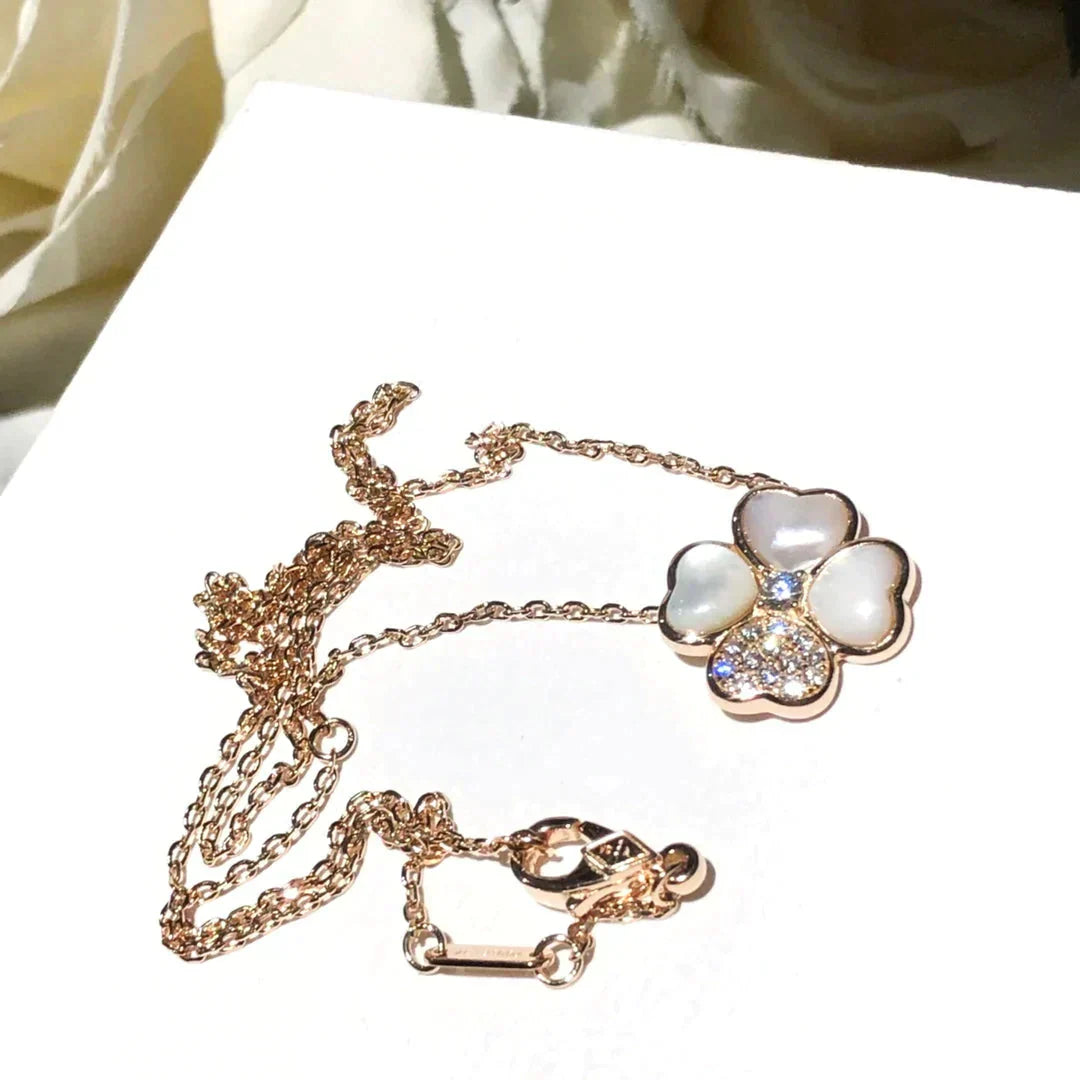 [Royal Jewelry]CLOVER MOP DIAMOND ROSE GOLD NECKLACE
