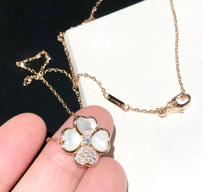 [Royal Jewelry]CLOVER MOP DIAMOND ROSE GOLD NECKLACE