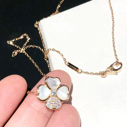 [Royal Jewelry]CLOVER MOP DIAMOND ROSE GOLD NECKLACE