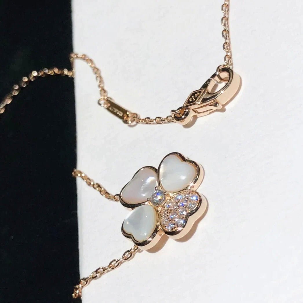 [Royal Jewelry]CLOVER MOP DIAMOND ROSE GOLD NECKLACE