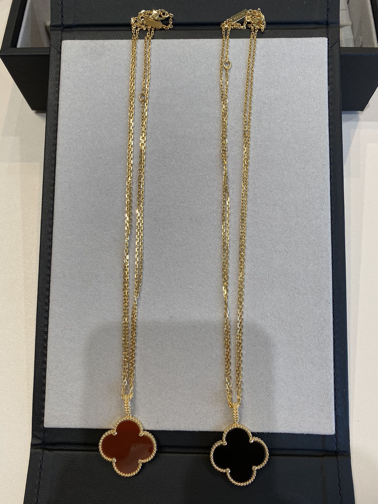 [Royal Jewelry]CLOVER 25MM NECKLACE GOLD CARNELIAN