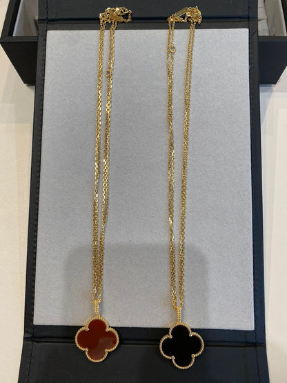 [Royal Jewelry]CLOVER 25MM NECKLACE GOLD CARNELIAN