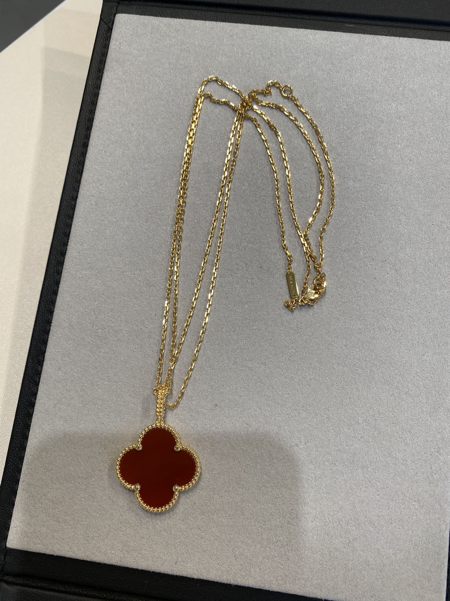 [Royal Jewelry]CLOVER 25MM NECKLACE GOLD CARNELIAN