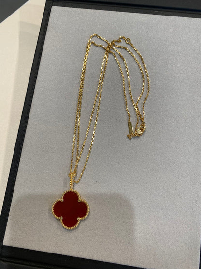 [Royal Jewelry]CLOVER 25MM NECKLACE GOLD CARNELIAN