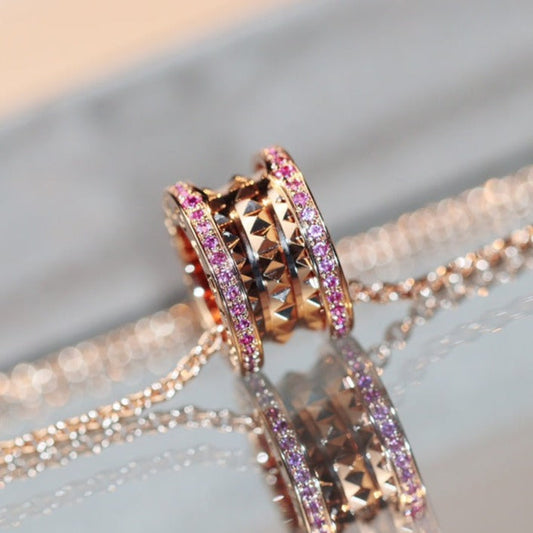 [Royal Jewelry]ZERO 1 ROCK PINK GOLD PINK DIAMOND NECKLACE