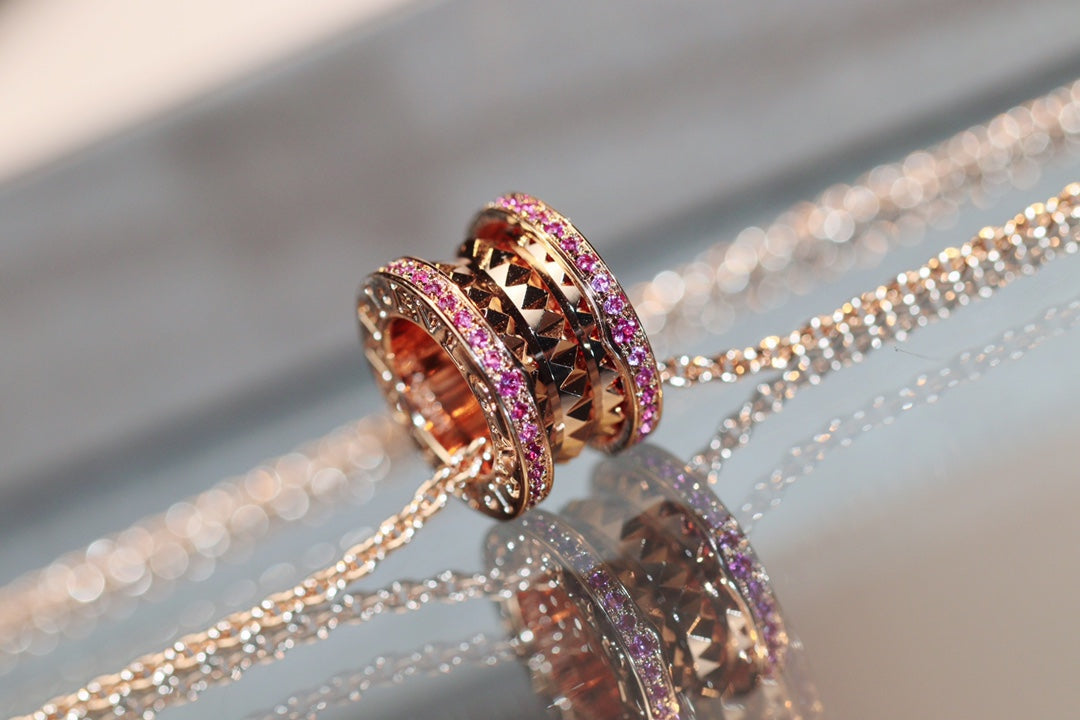 [Royal Jewelry]ZERO 1 ROCK PINK GOLD PINK DIAMOND NECKLACE