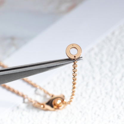 [Royal Jewelry]ZERO 1 WHITE CERAMIC PINK GOLD DIAMOND NECKLACE