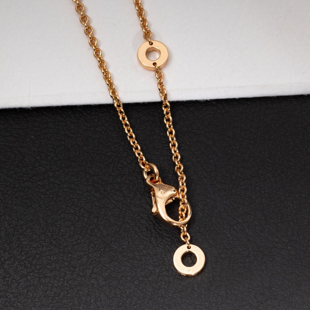 [Royal Jewelry]ZERO 1 WHITE CERAMIC PINK GOLD DIAMOND NECKLACE