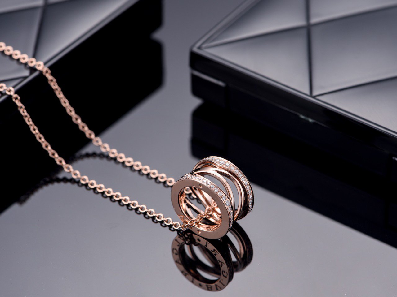[Royal Jewelry]ZERO 1 PINK GOLD DIAMOND OPEN NECKLACE