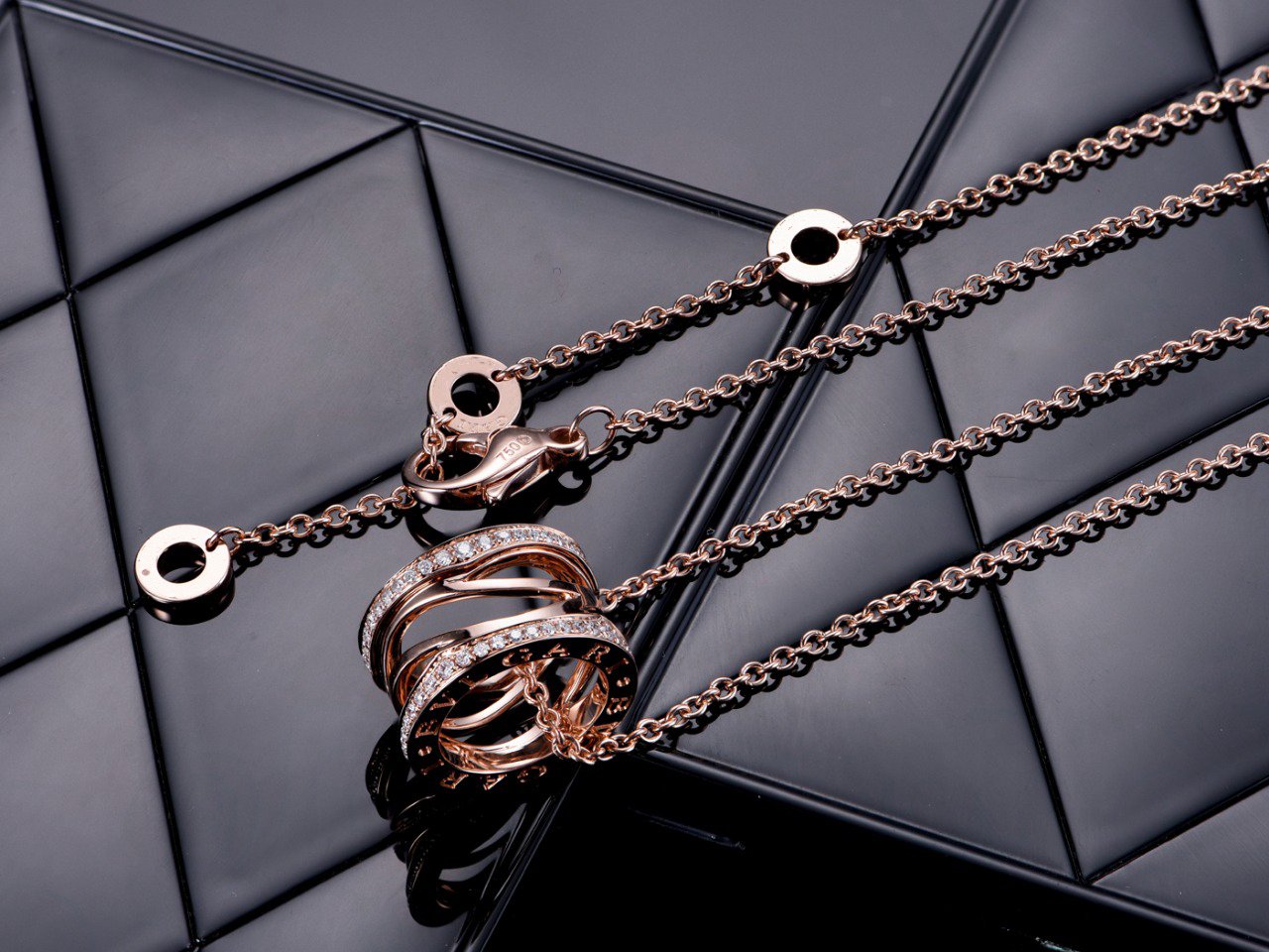 [Royal Jewelry]ZERO 1 PINK GOLD DIAMOND OPEN NECKLACE