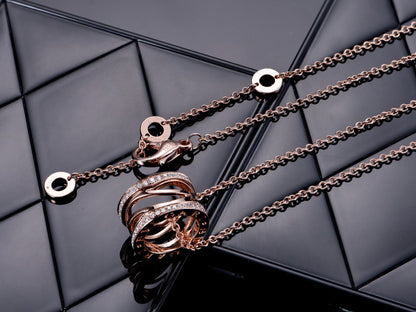[Royal Jewelry]ZERO 1 PINK GOLD DIAMOND OPEN NECKLACE