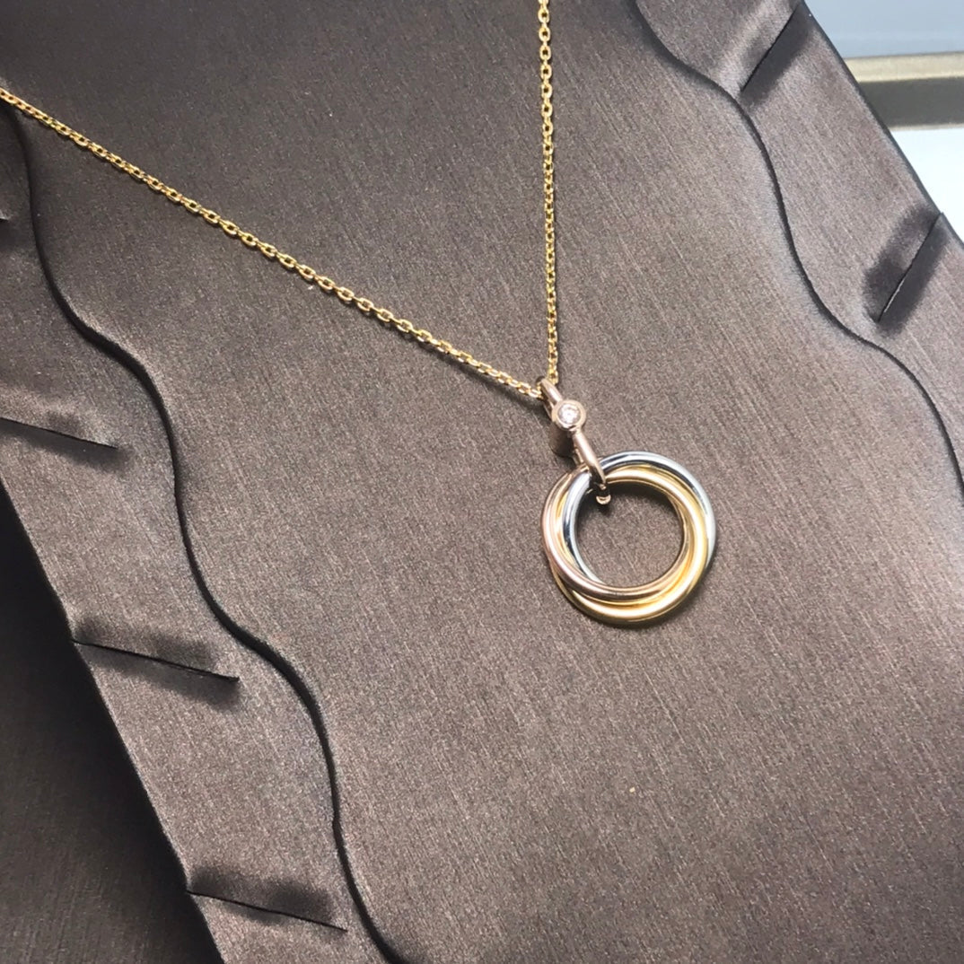 [Royal Jewelry]TRINITY SILVER GOLD PINK GOLD NECKLACE