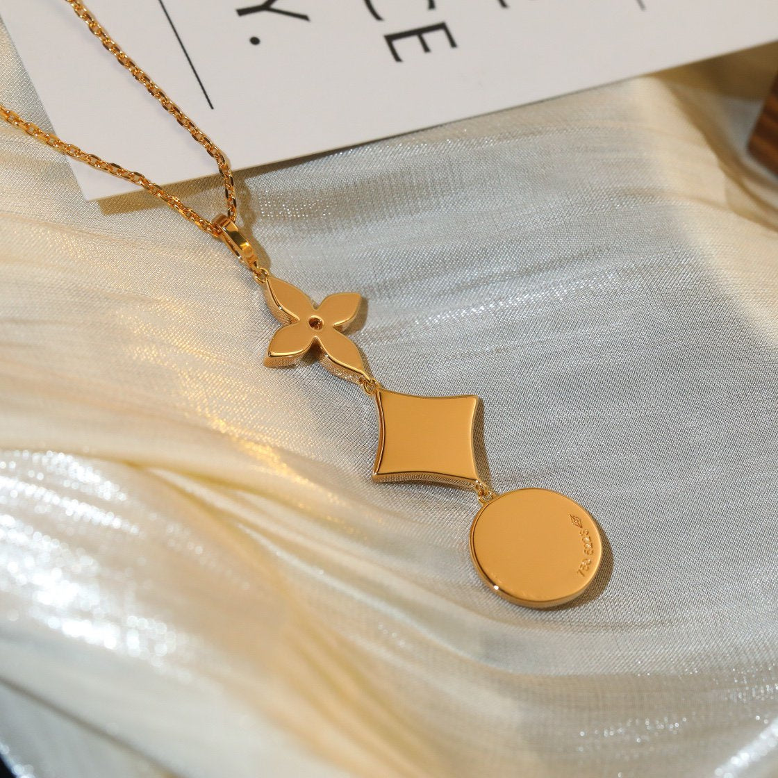 [Royal Jewelry]STAR AND SUN DIAMOND PINK GOLD NECKLACE