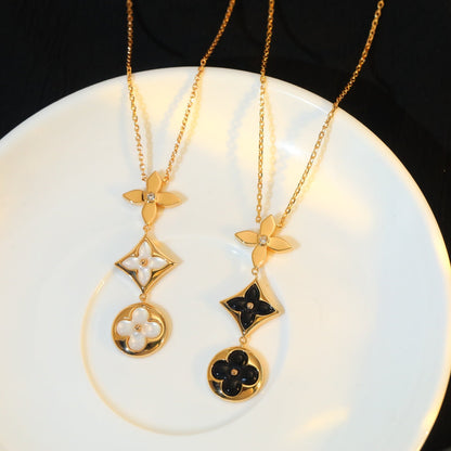 [Royal Jewelry]STAR AND SUN ONYX PINK GOLD NECKLACE