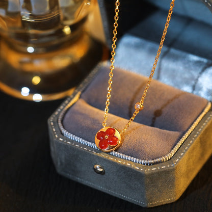 [Royal Jewelry]SUN PEDANT PINK GOLD 1 DIAMOND NECKLACE