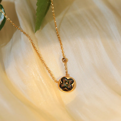 [Royal Jewelry]SUN PEDANT PINK GOLD 1 DIAMOND NECKLACE