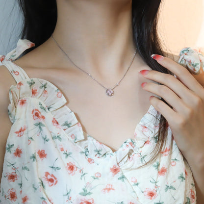 [Royal Jewelry]SUN PEDANT PINK GOLD 1 DIAMOND NECKLACE