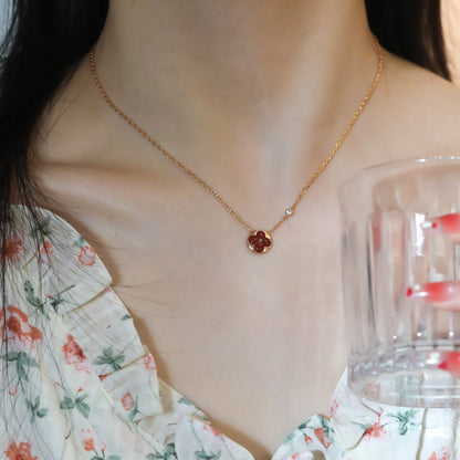 [Royal Jewelry]SUN PEDANT PINK GOLD 1 DIAMOND NECKLACE
