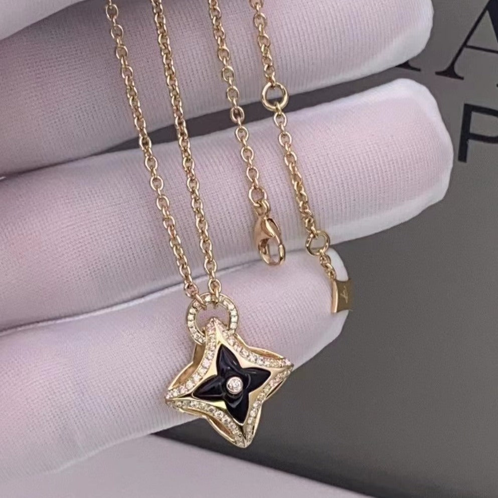 [Royal Jewelry]STAR PEDANT PINK GOLD DIAMOND NECKLACE