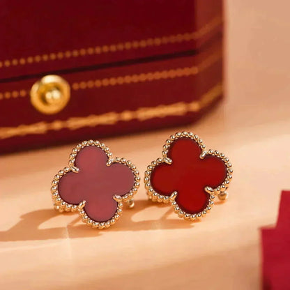 [Royal Jewelry]CLOVER MEDIUM 1 MOTIFS CARNELIAN  EARRINGS