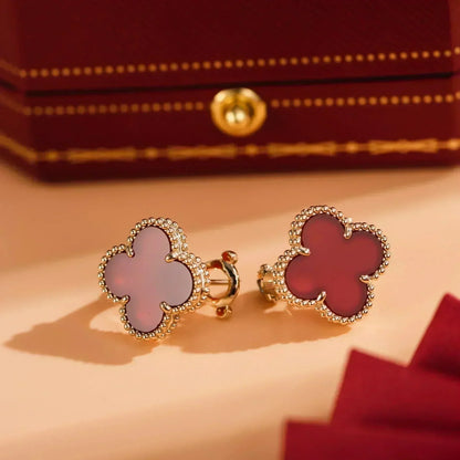 [Royal Jewelry]CLOVER MEDIUM 1 MOTIFS CARNELIAN  EARRINGS
