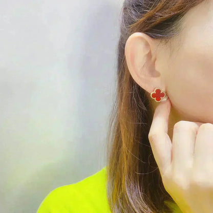 [Royal Jewelry]CLOVER MEDIUM 1 MOTIFS CARNELIAN  EARRINGS