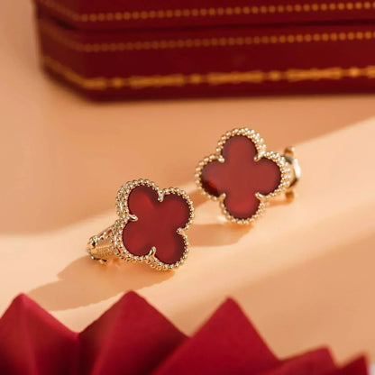 [Royal Jewelry]CLOVER MEDIUM 1 MOTIFS CARNELIAN  EARRINGS