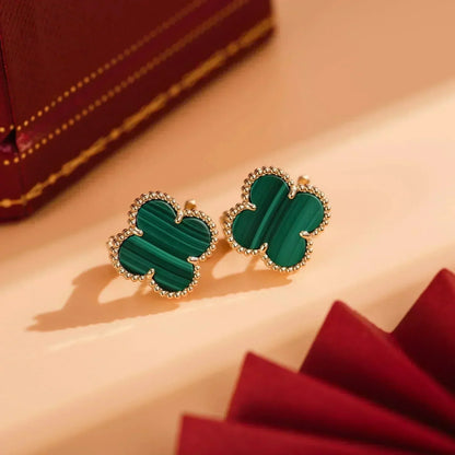 [Royal Jewelry]CLOVER MEDIUM 1 MOTIFS MALACHITE  EARRINGS