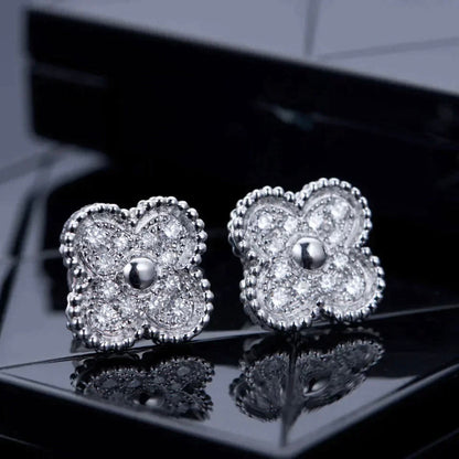 [Royal Jewelry]CLOVER 1 MOTIFS DIAMOND STUD EARRINGS SILVER