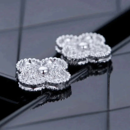 [Royal Jewelry]CLOVER 1 MOTIFS DIAMOND STUD EARRINGS SILVER