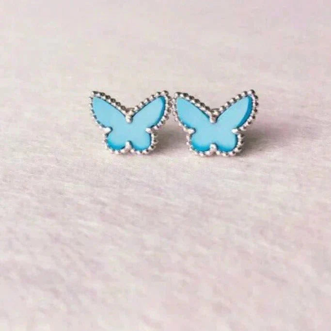 [Royal Jewelry]BUTTERFLY TURQUOISE EARRINGS SILVER