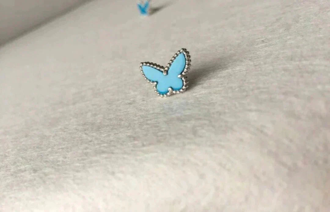[Royal Jewelry]BUTTERFLY TURQUOISE EARRINGS SILVER