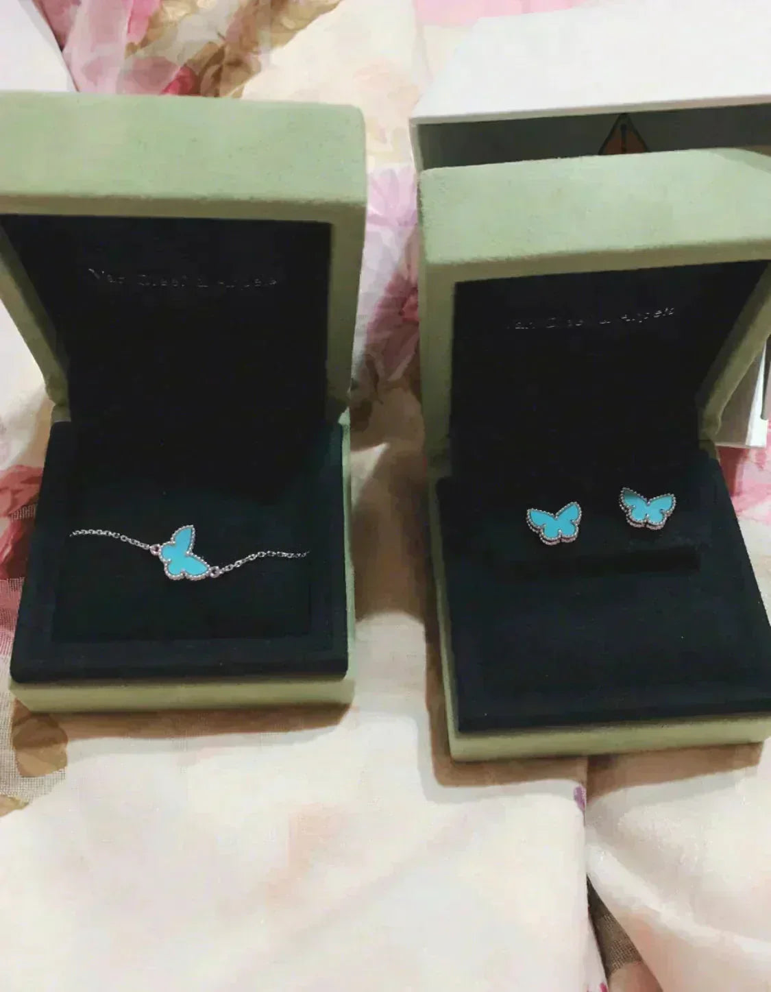 [Royal Jewelry]BUTTERFLY TURQUOISE EARRINGS SILVER